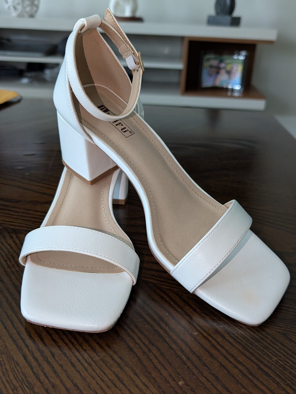 White Ankle-Strap Block Heel Sandals - Women - 8 - Picture 2 of 9